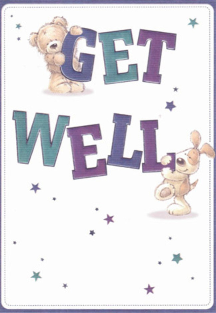 With a spirit as bright as a walk through Greenland Dock, this get well card from Surrey Quays tells a story of sincere comfort and hope through its imaginative illustration. At the centre, a soft teddy bear and an eager puppy interact playfully with the large, hand-drawn letters spelling out 'Get Well,' their forms suffused with a tactile softness that almost invites a gentle touch. The colours shift from rich indigos into cool teals, casting a gentle vibrancy across the card and contrasting sweetly with the clean, creamy background. Scattered stars, rendered in delicate shades of violet and blue, seem to dance around the pair, reminiscent of well-wishes carried on the Thames breeze. The textures-fluffy, inviting fur and velvet-like ears-are depicted so skillfully that they evoke a sense of touch, mirroring the comfort found in a well-chosen bouquet from a local florist. The design's warmth and approachable innocence are ideal for anyone in SE16 needing reassurance, as if the figures themselves are ambassadors of healing and encouragement. This card's thoughtful composition pairs perfectly with the restorative power of flowers, embodying the heartfelt care that makes Florist Surrey Quays a trusted choice for sending comfort and optimism across the area.